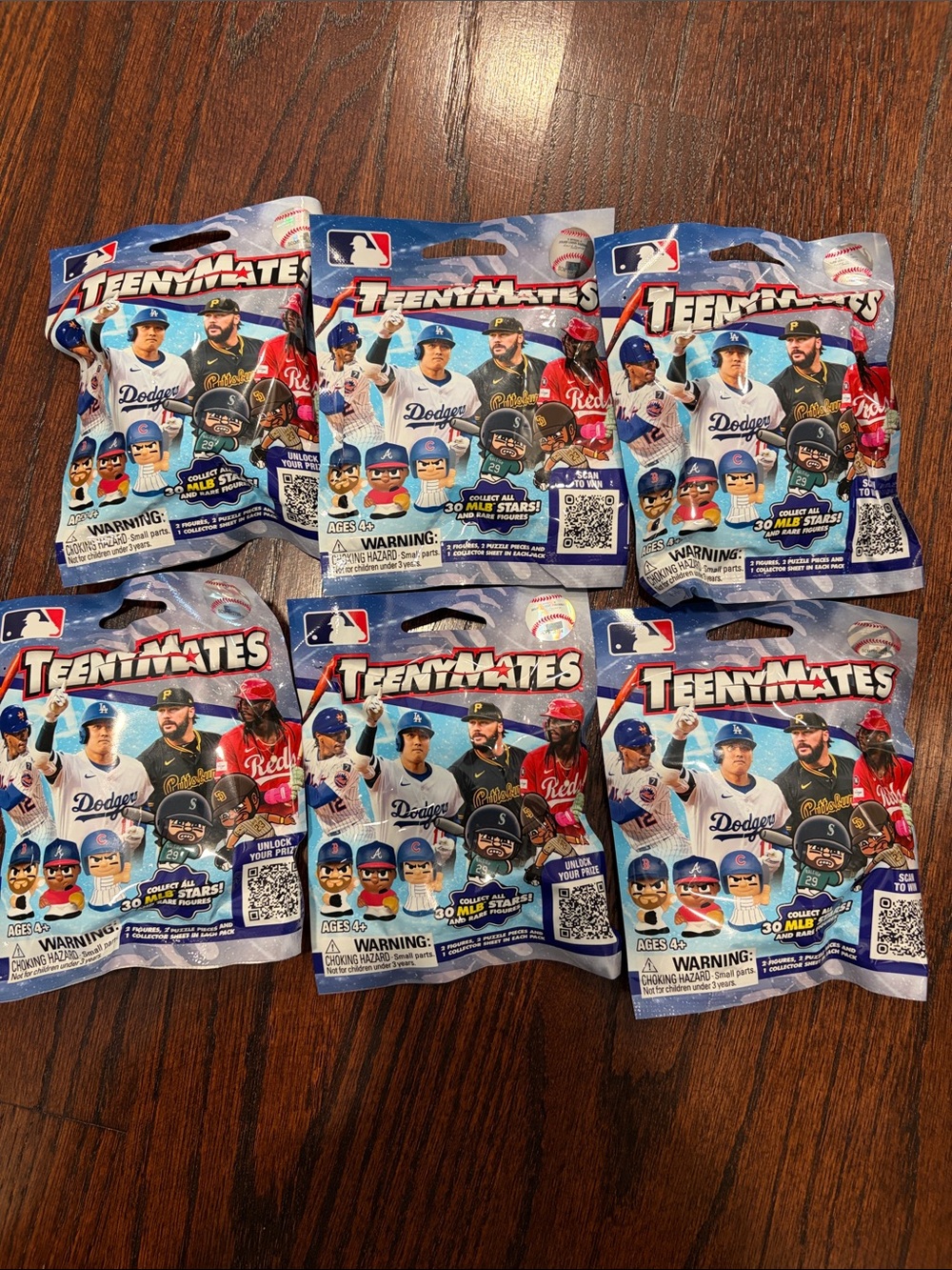 NWT TeenyMates MLB Blind Bag Figure - Blue Packaging (Pack of 6)